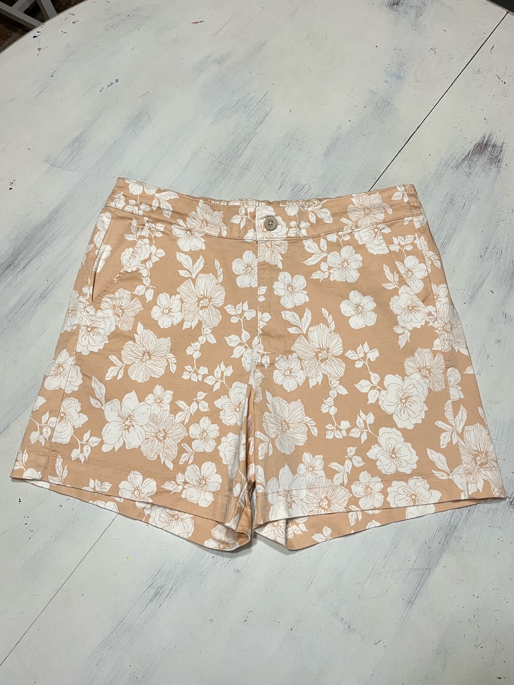 Jachs Girlfriend Tropic Floral Trouser Chino Shorts Sz L High Rise Coastal